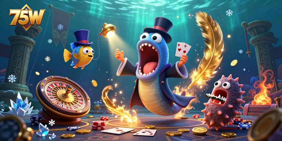 Atraia a sorte com 75W em uma cena mágica de cassino subaquático cheia de emoção e aposta.