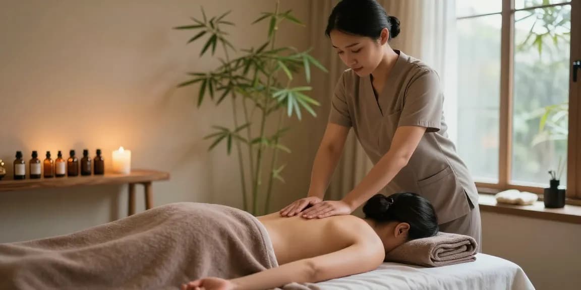 Swedish massage being performed in a tranquil spa setting, showcasing the soothing ambiance of relaxation.