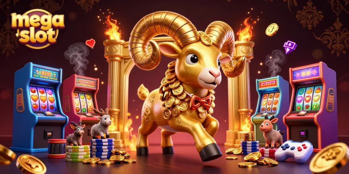 Menang dengan mega slot saat bermain mesin slot yang penuh warna dan simbol jackpot.