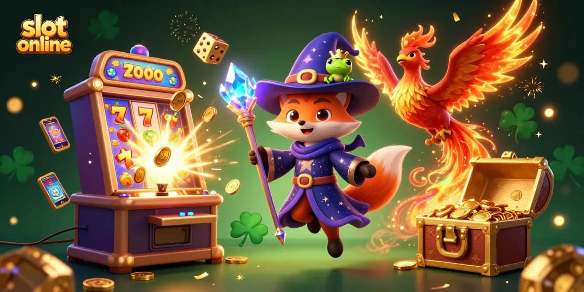 Experience thrilling gameplay with slot online, surrounded by magical characters and jackpot excitement.