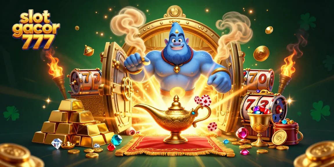 Experience thrilling wins with slot gacor 777 as lucky genies and treasures surround players.