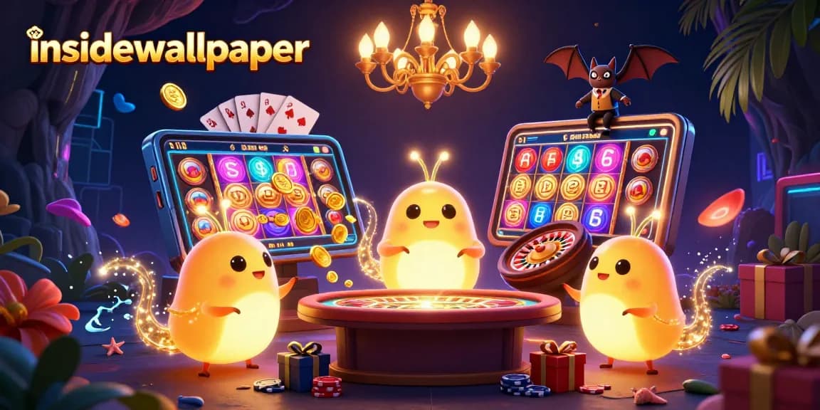 Permainan slot gacor menarik perhatian di insidewallpaper dengan lampu neon yang menarik dan dealer kelelawar beraksi.