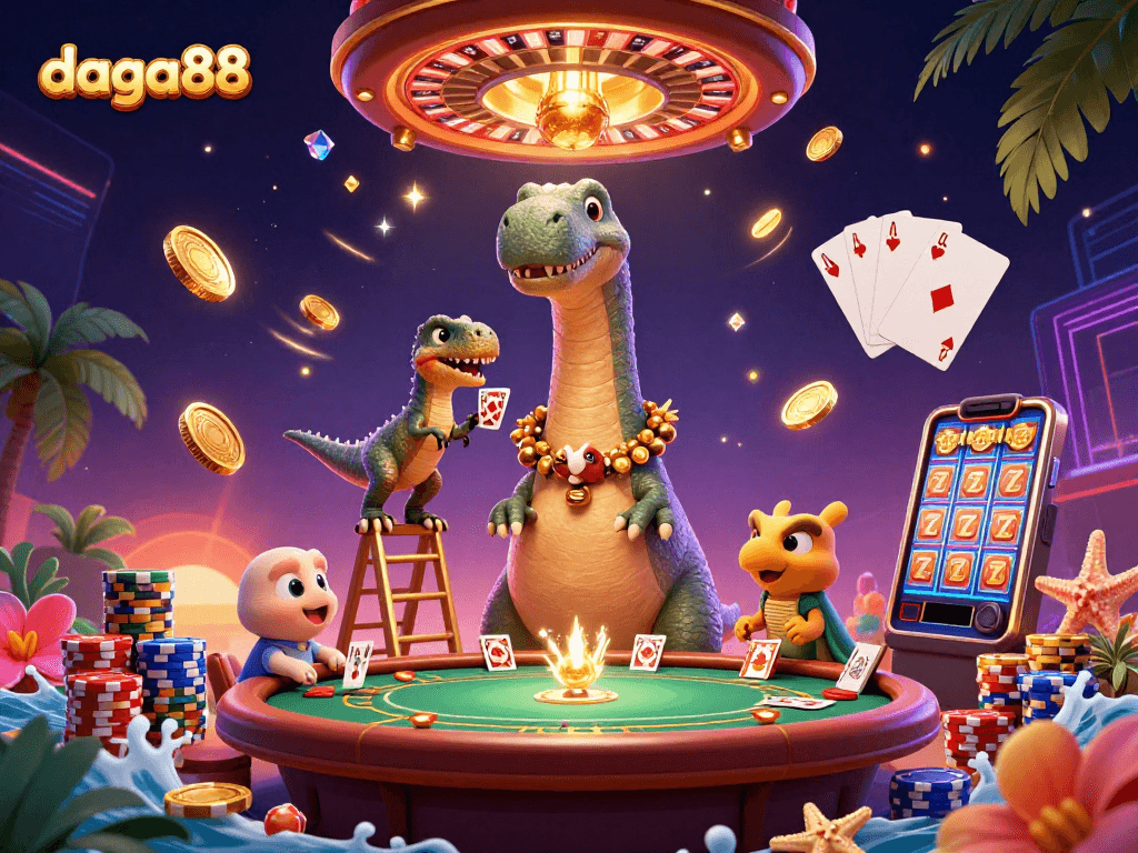 Engage in thrilling cockfighting action at daga88 with a vibrant casino scene
