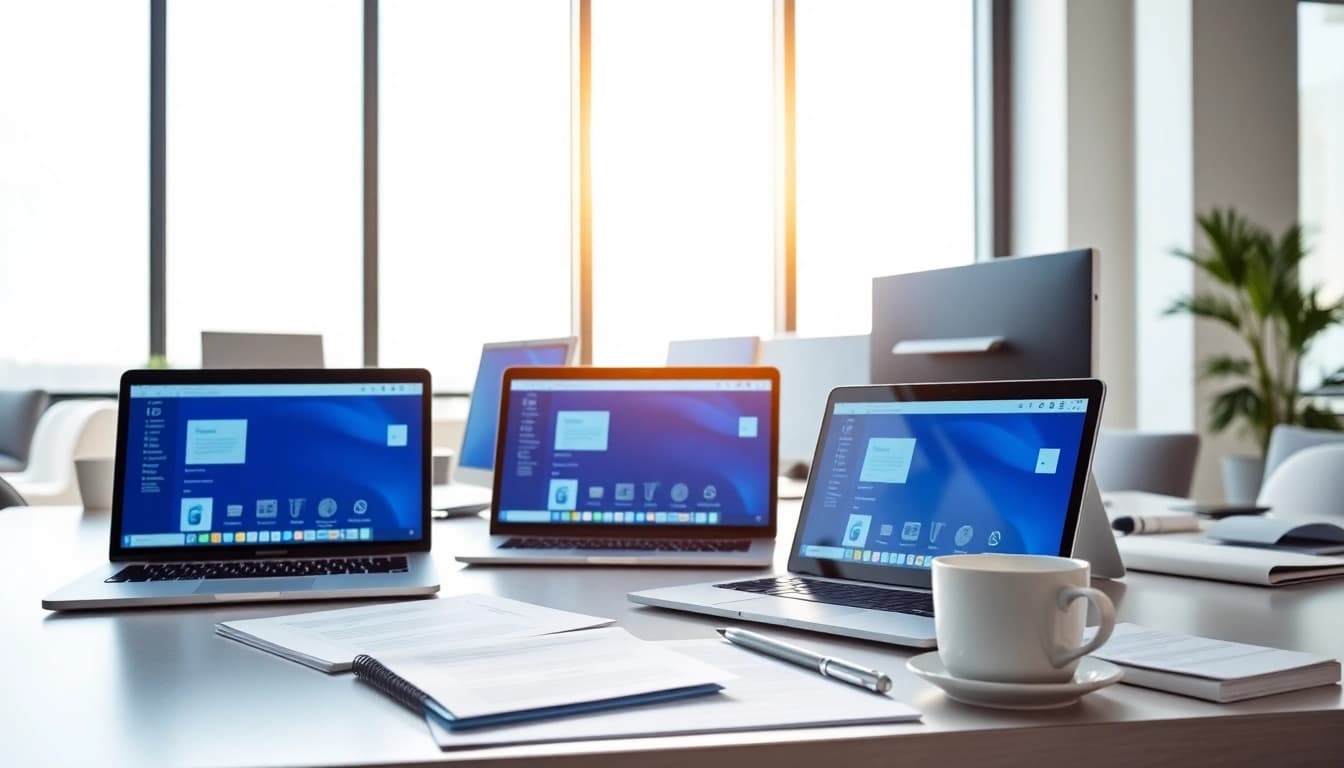 展示 WPS Office 界面在多设备上的现代化工作空间，宣传 WPS官网。
