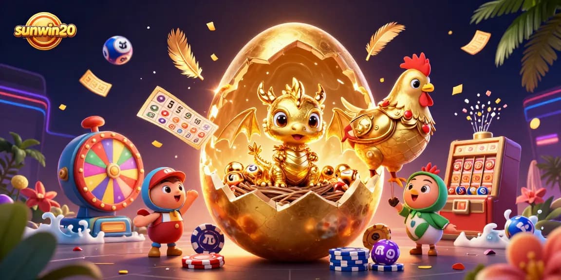 Play exciting casino games with sunwin20 as a stunning dragon reveals treasure amidst vibrant lottery elements.