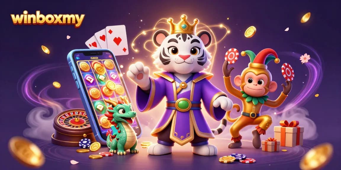 WinboxMY engages players in thrilling casino action with vibrant characters and colorful gaming elements.