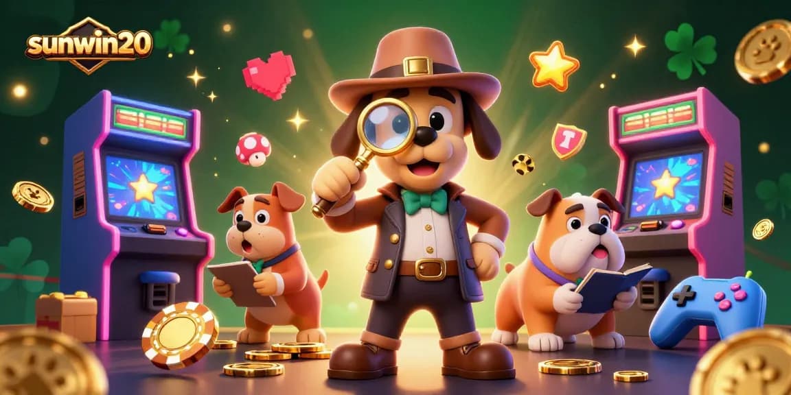 Experience the thrill of sunwin20 with cartoon detectives uncovering hidden treasures in a vibrant casino scene.