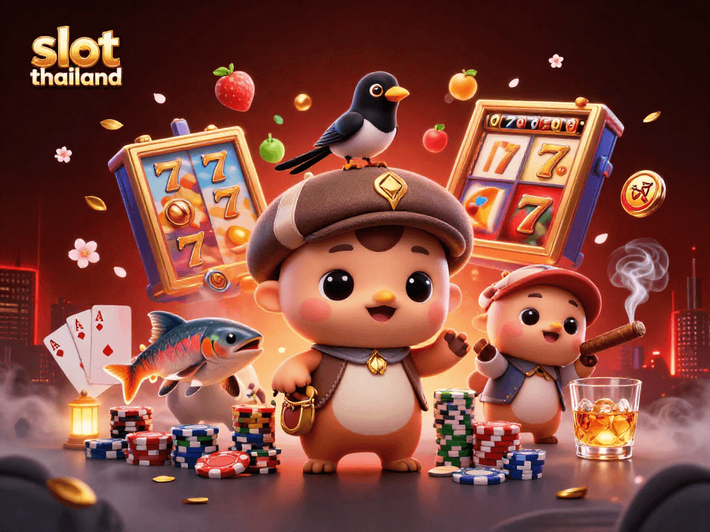 Spin the slot thailand reels with playful Nessie and friends in a vibrant casino scene.