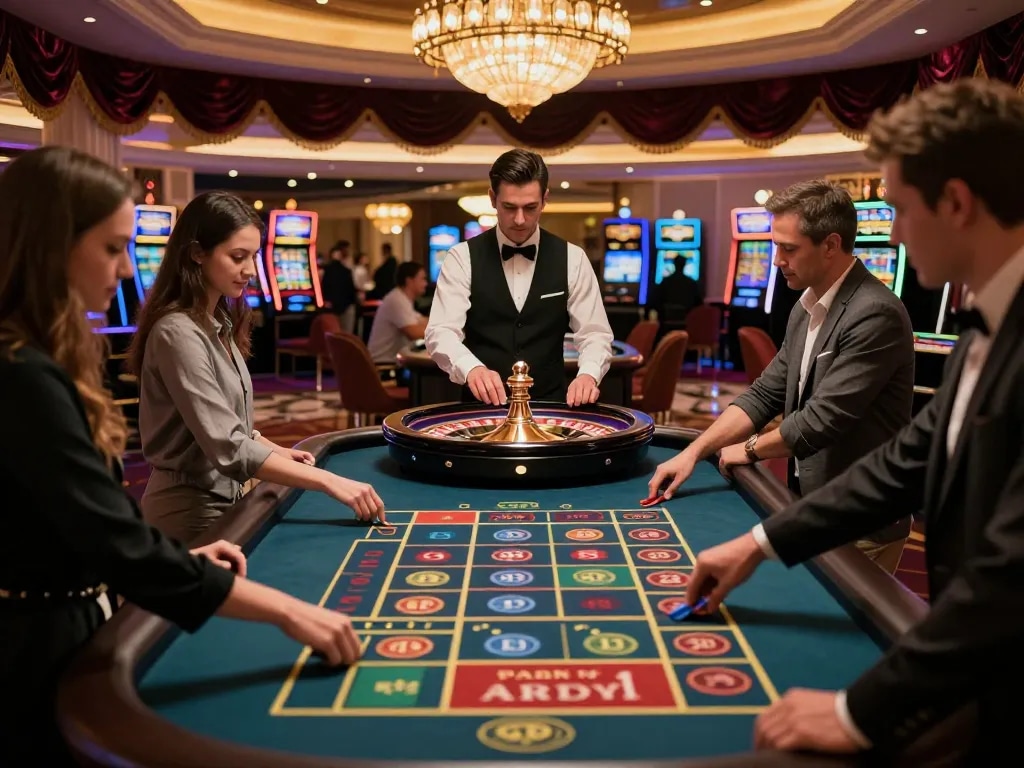 Experience the thrill of 888NEW as players engage in an exciting roulette game at a luxurious casino