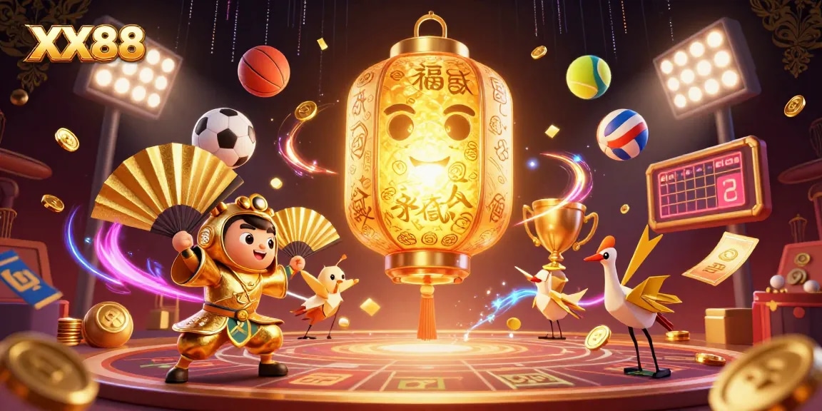 Bet and win with exciting gameplay in the XX88 casino, featuring lucky symbols and dynamic game elements.