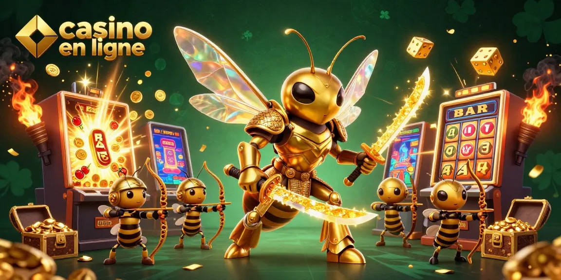 Jouez à des jeux de casino en ligne avec le casino en ligne entouré de symboles de jackpot.