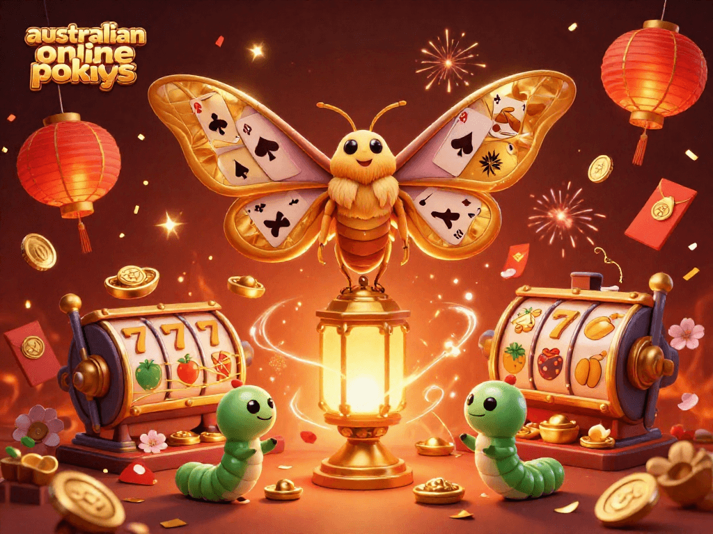 Explore exciting australian online pokies with dynamic 3D illustration showcasing vibrant casino elements.