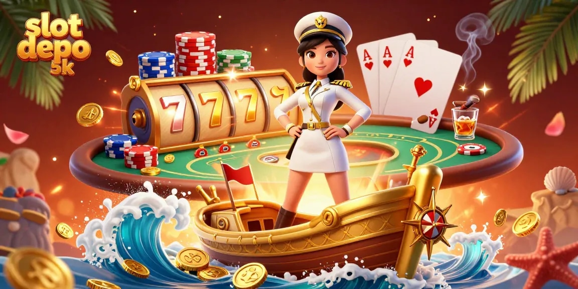 Engage with the vibrant slot depo 5k scene featuring spinning reels, jackpots, and scenic elements.