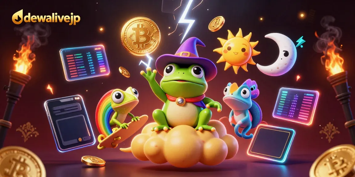 Play thrilling games on dewalivejp, featuring a whimsical storm of gold coins and crypto elements.