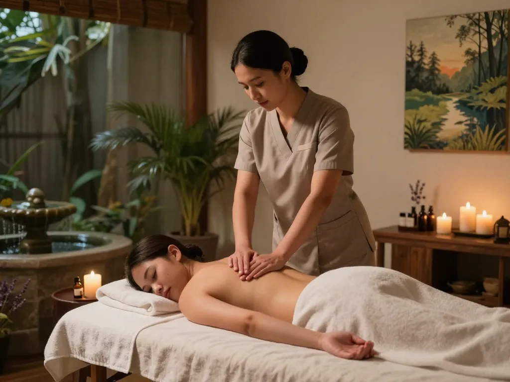 Relaxing Swedish 마사지 therapy session in a serene spa setting with calming ambiance and skilled therapist.