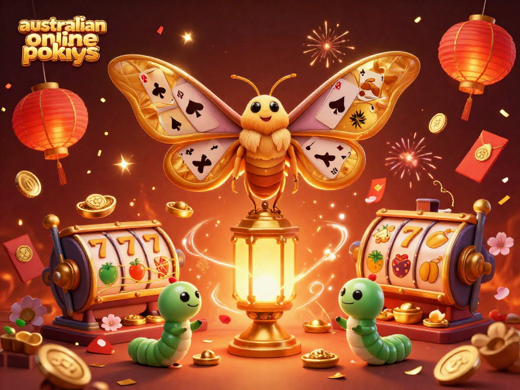 Explore exciting australian online pokies with dynamic 3D illustration showcasing vibrant casino elements.