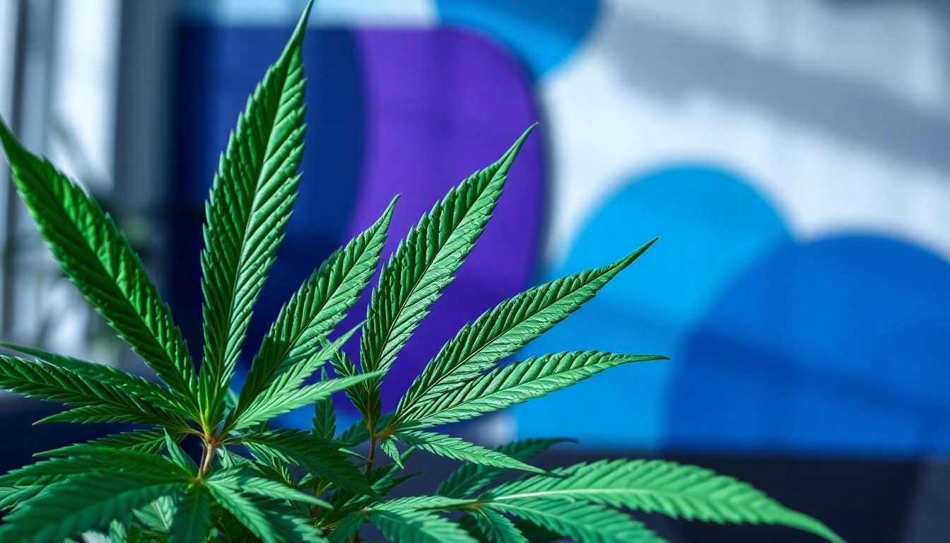 Showcase of geekthc cannabis leaves in a modern setting with vibrant colors.