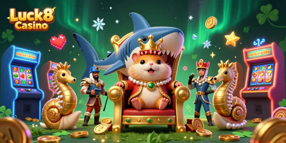 Experience Luck8 Casino’s vibrant slot world featuring a hamster king in a rich, immersive scene.