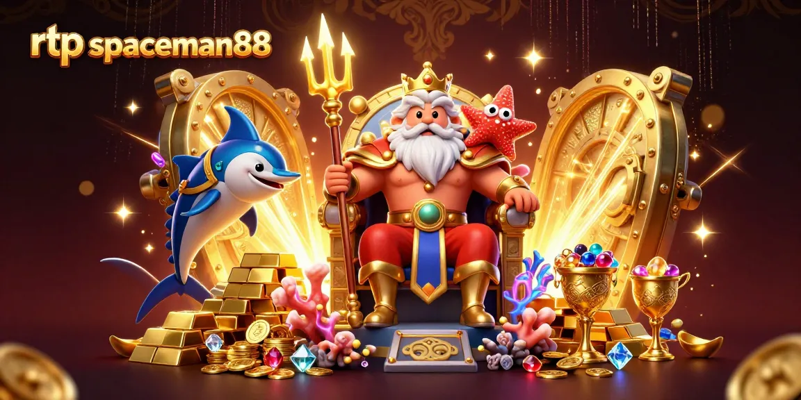 Experience the thrill of rtp spaceman88 with Neptune and treasures in a vibrant casino scene.