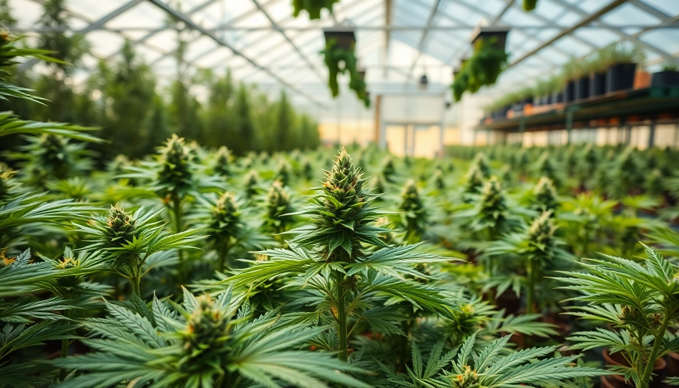 Learn where to buy weed plants in a vibrant greenhouse, showcasing healthy cannabis varieties.