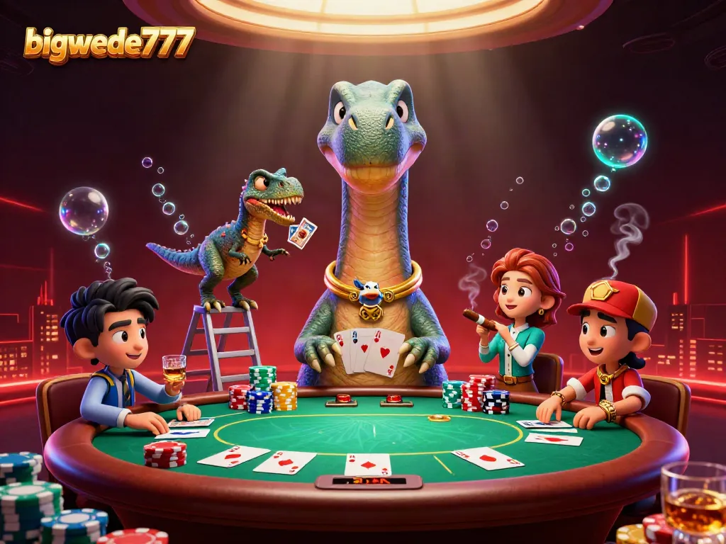 Play poker with bigwede777 as a brontosaurus tower overview visualizes fun and excitement.