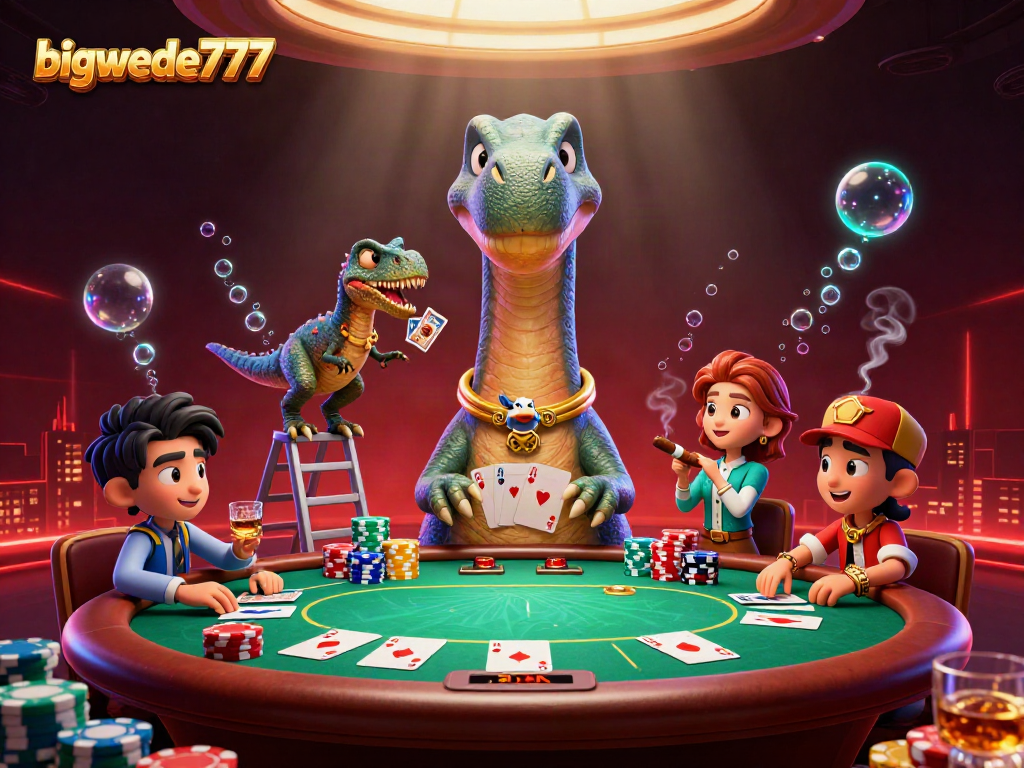 Play poker with bigwede777 as a brontosaurus tower overview visualizes fun and excitement.