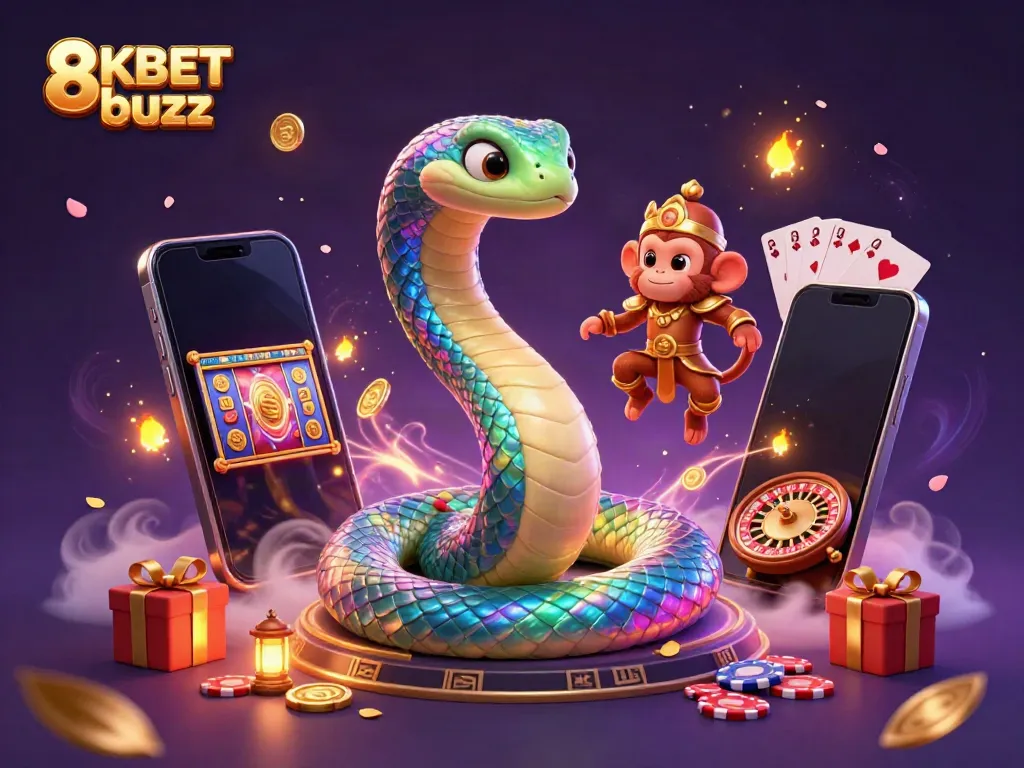Experience vibrant winnings and magic with 8KBET buzz in this animated casino adventure.