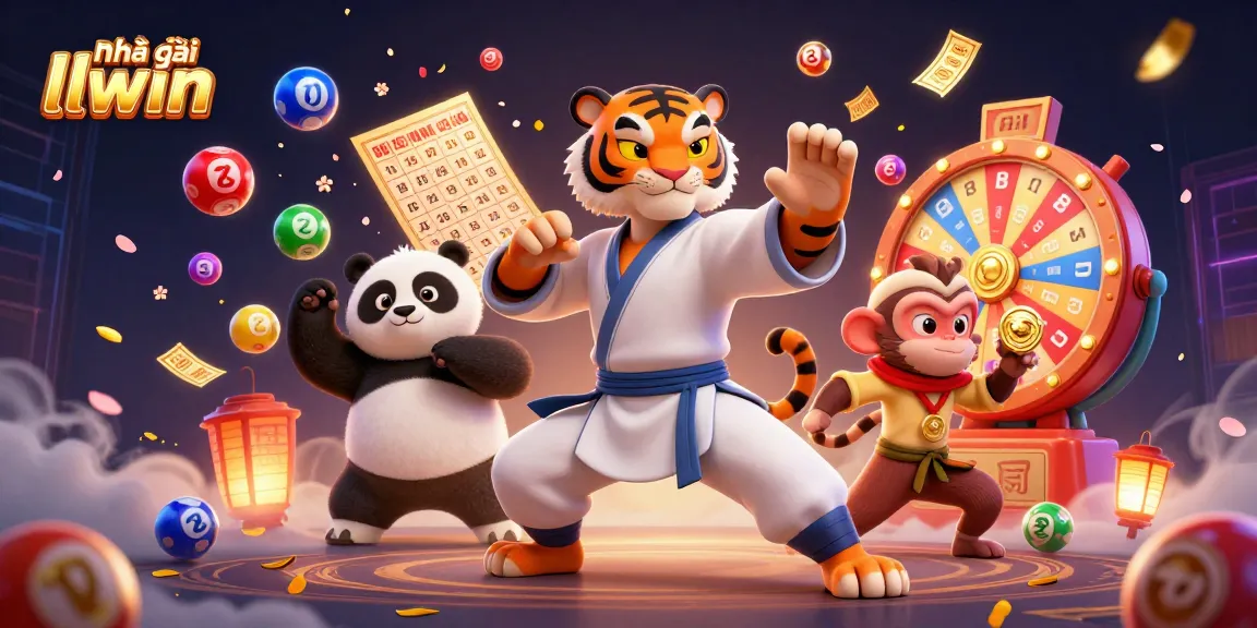 Engage with exhilarating moments at Nhà cái llwin as a kung fu tiger leads adventures in vibrant casino landscapes.