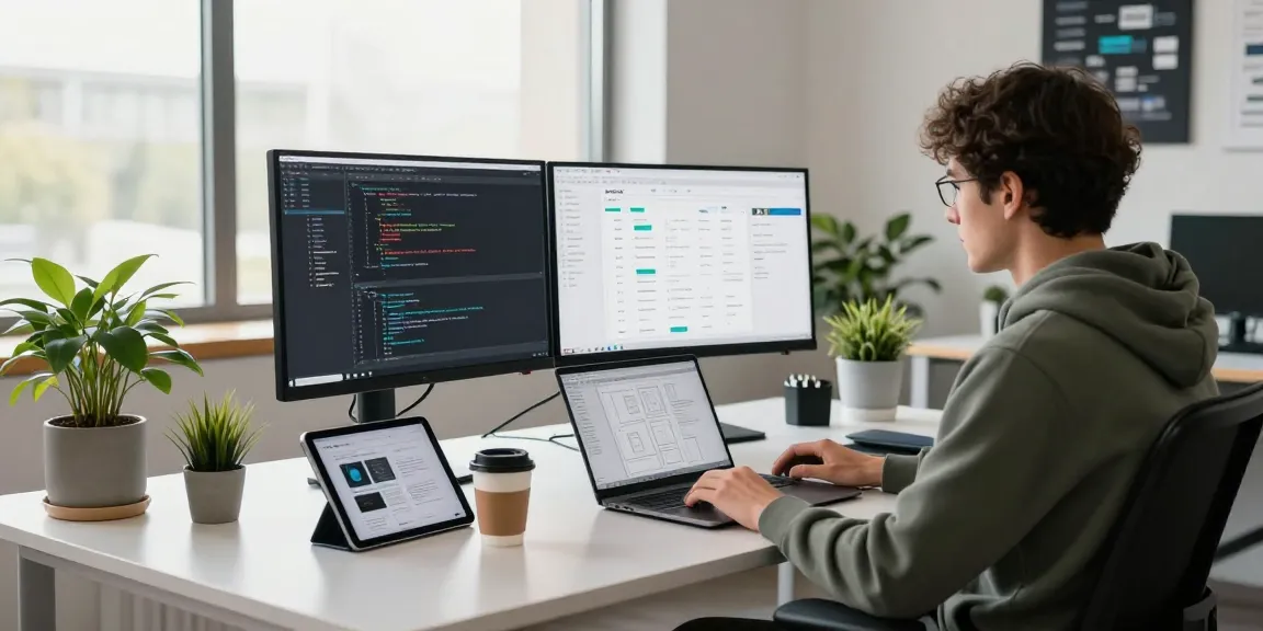 Diverse software engineer coding at a modern workplace, showcasing the WPS Official Website in a vibrant tech environment.