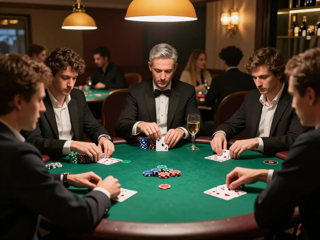 Engaged players enjoying nsfw games at a private poker night with focused decision-making.