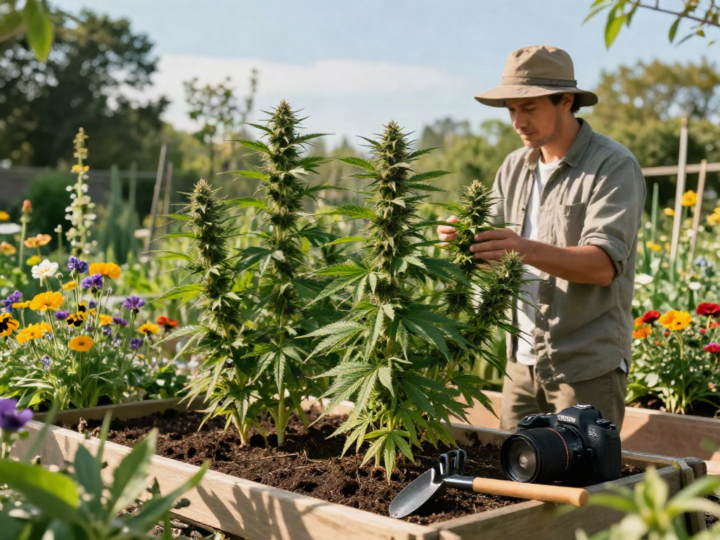 Healthy lso weed plants thriving in a vibrant organic garden.