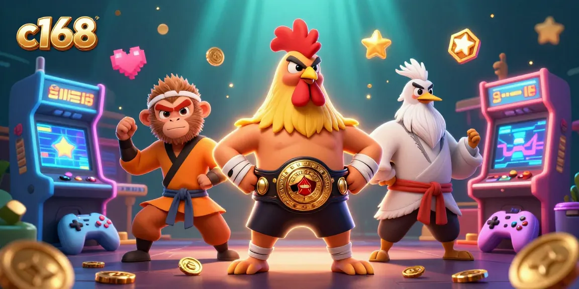 Engage in vibrant action at c168's casino with dynamic gaming elements and colorful characters.