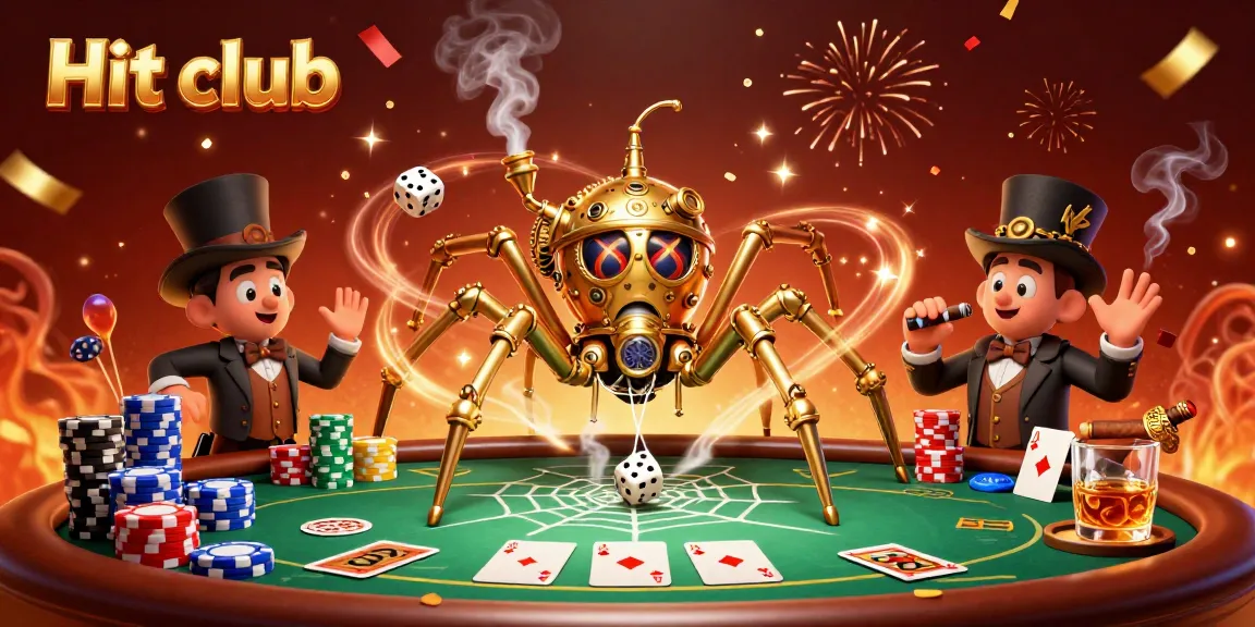 Engage in exciting gameplay at Hit club with a vibrant casino scene featuring classic poker elements.