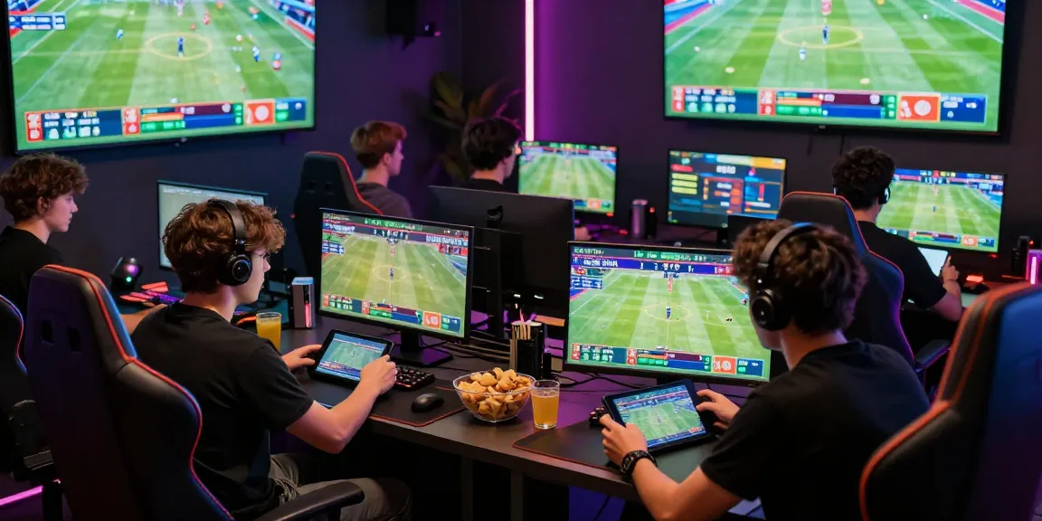 Players engaged in live betting to 瞭解內容 on the 2026 World Cup matches in a vibrant gaming studio.