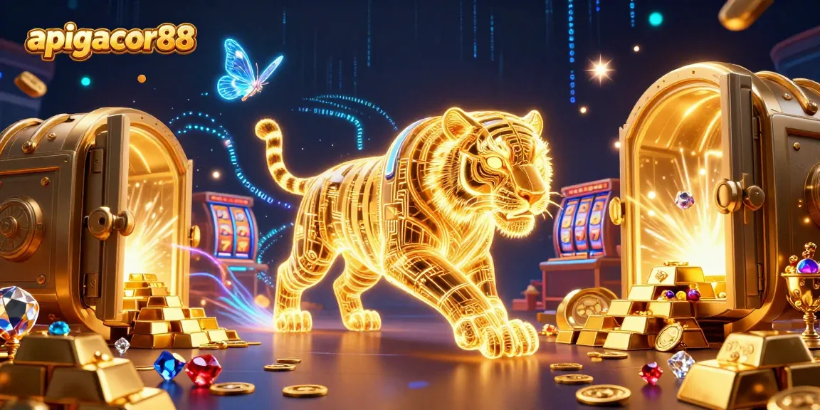 Experience thrilling gameplay with apigacor88's captivating 3D illustration, showcasing exciting slot elements and dynamic treasures.