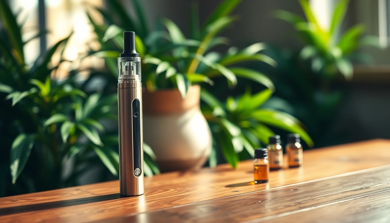 Enhance your vaping experience with a CBD oil vape device featuring natural elements.