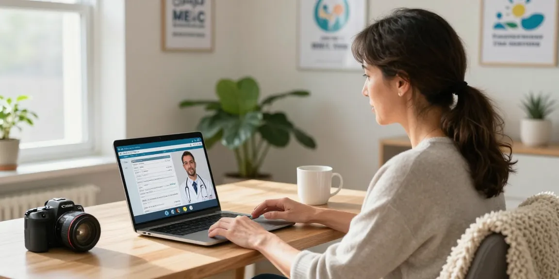 Patient consulting a doctor online for an Ohio MMJ Card online in a cozy home office.