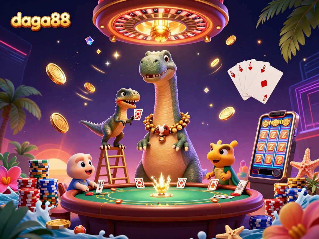 Engage in thrilling cockfighting action at daga88 with a vibrant casino scene