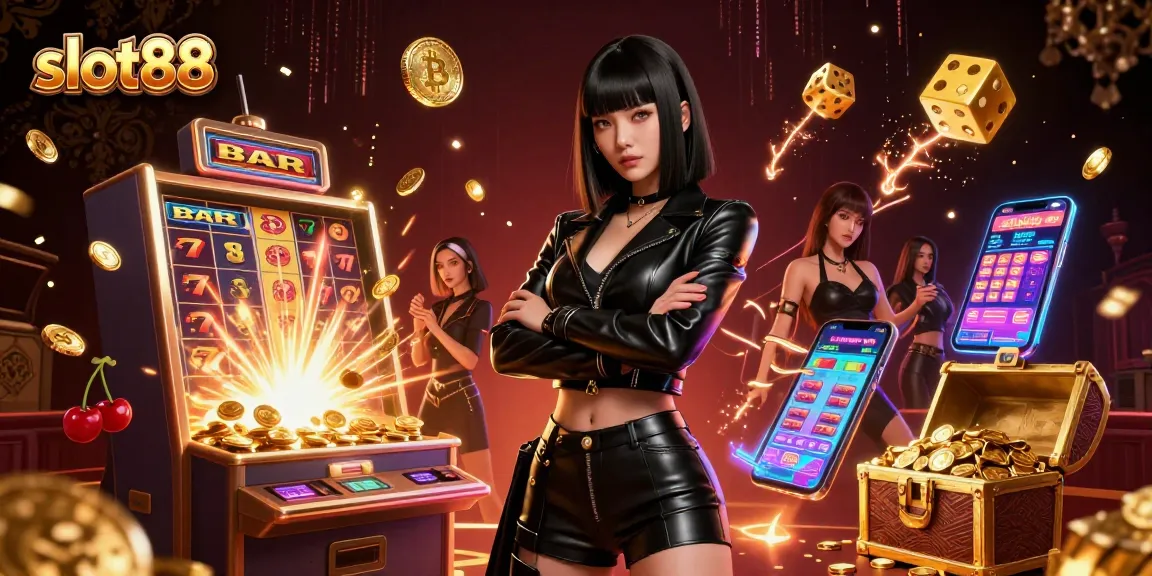 Engage with slot88 and experience thrilling jackpots amidst a dynamic 3D casino scene.