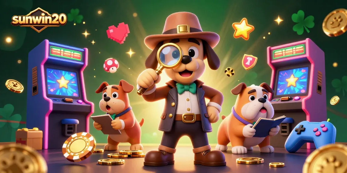 Experience the thrill of sunwin20 with cartoon detectives uncovering hidden treasures in a vibrant casino scene.