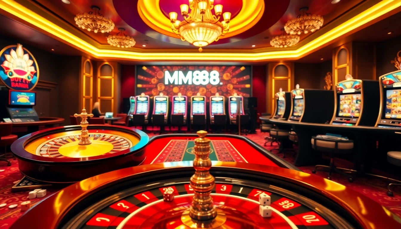 Experience thrilling gameplay at MM88 with vibrant casino tables and engaging slot machines.