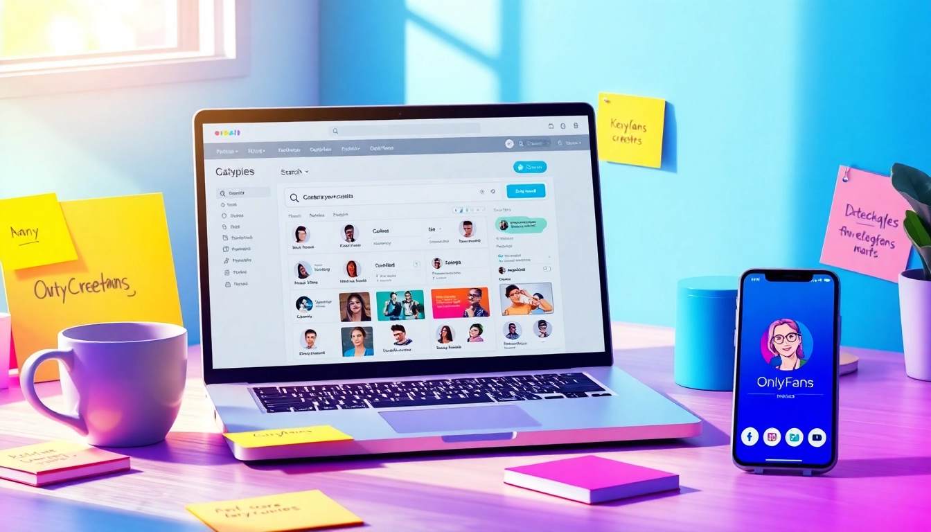 Tools to search OnlyFans creators showcased on a digital workspace.