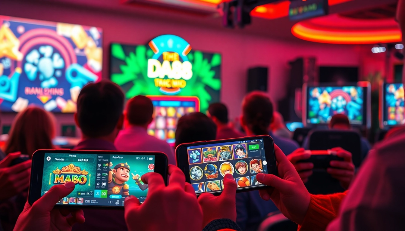 Thrilling gaming community engaging with DA88 platform showcasing various games.