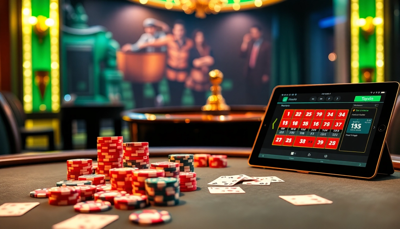 Topvin's vibrant poker setup with colorful chips and high-stakes excitement.