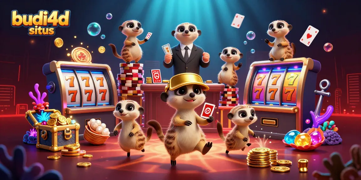 Engage with budi4d situs as meerkats run their vibrant casino, showcasing dynamic slot elements.