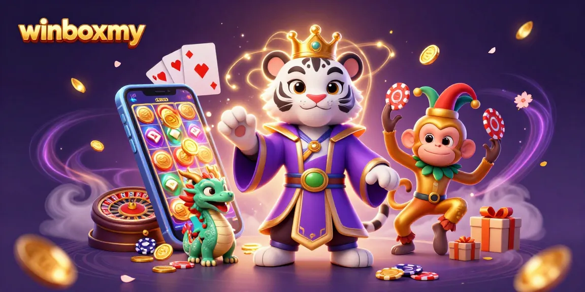 WinboxMY engages players in thrilling casino action with vibrant characters and colorful gaming elements.